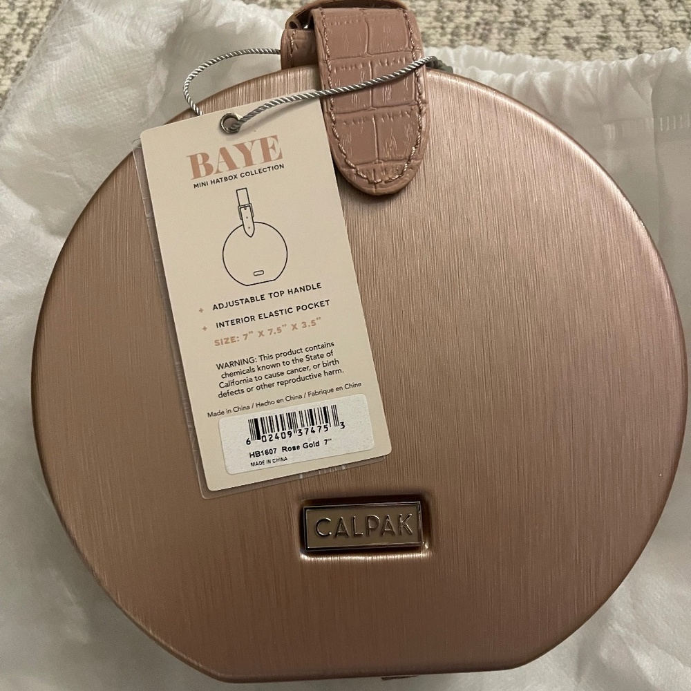 CALPAK Baye Mini Hat Box in Rose Gold Pink - NWT
